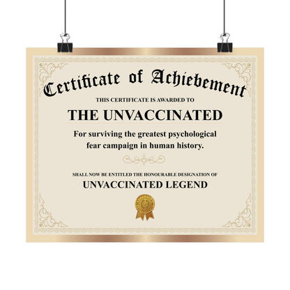 Certificate Of Unvaccinated Legend