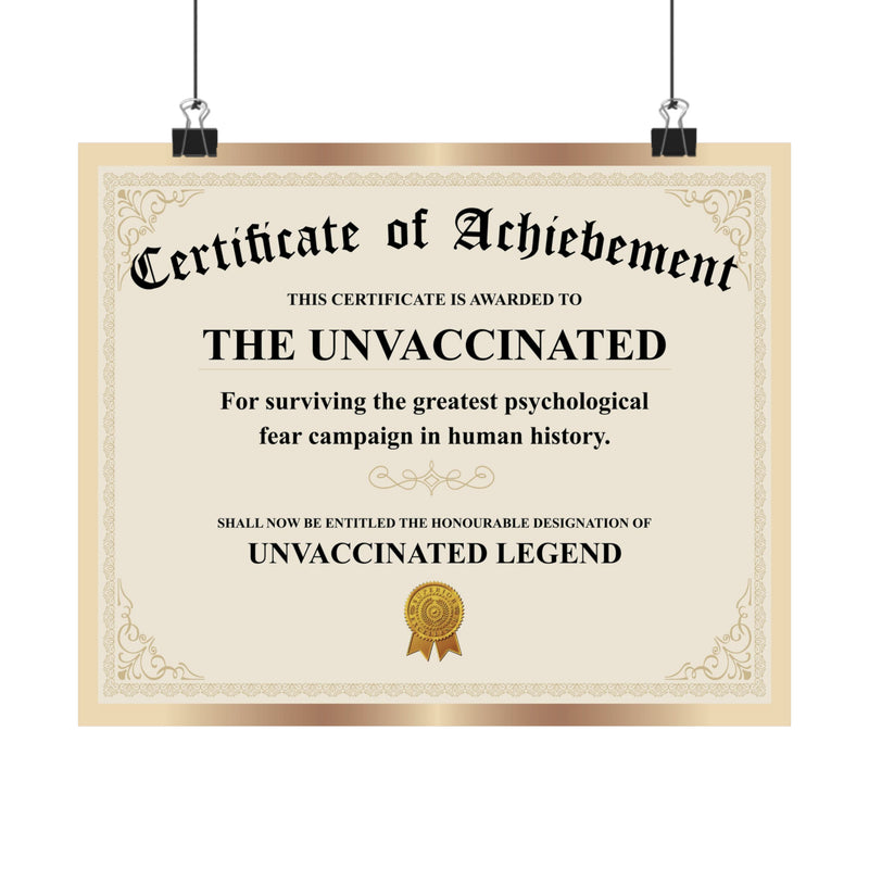 Certificate Of Unvaccinated Legend