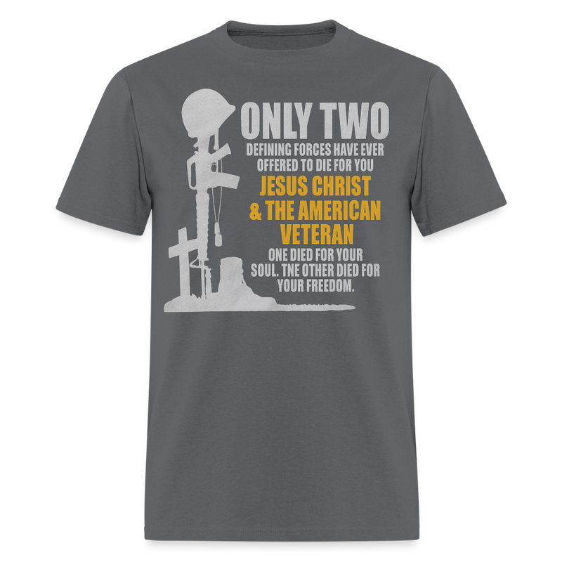 Jesus Christ and the American Veteran T Shirt - 2 - charcoal