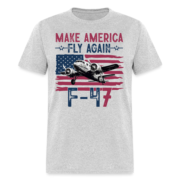 Make American Fly Again F-47 Jet T Shirt - heather gray