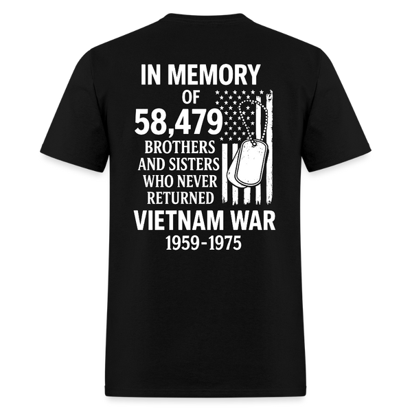 Vietnam War Memorial Tribute to 58,479 Fallen Heroes T Shirt - black