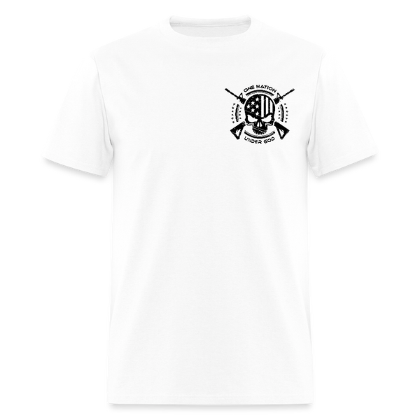 One Nation Under God Skull American Flag T Shirt - white