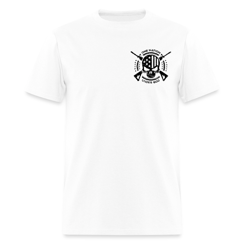 One Nation Under God Skull American Flag T Shirt - white