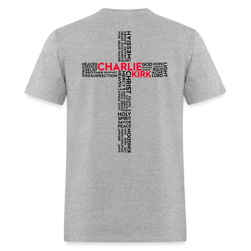 Freedom Charlie Kirk Faith Cross T Shirt - heather gray