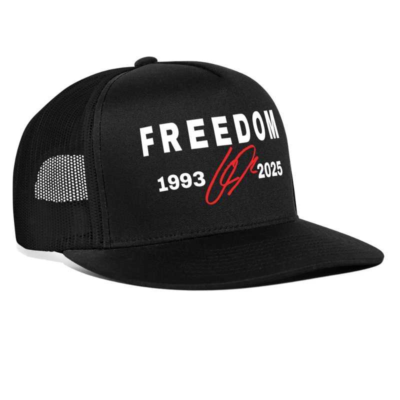 Freedom Charlie Kirk 1993-2025 Black Trucker Hat - black/black
