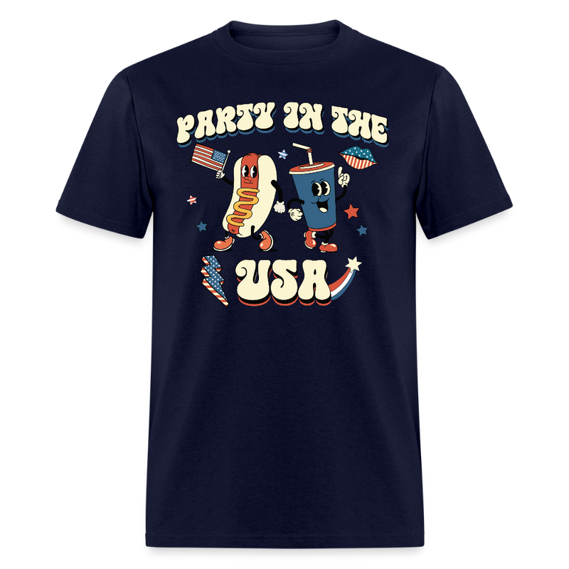 Party In The USA Retro T Shirt - navy