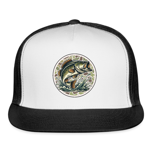 Jumping Bass Trucker Hat - white/black