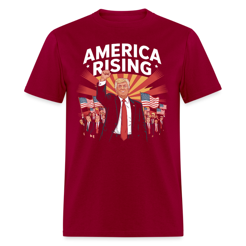 America Rising T Shirt - dark red