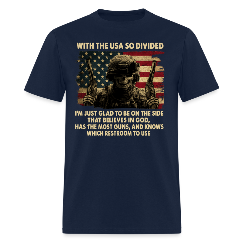 With the USA So Divided T Shirt - navy