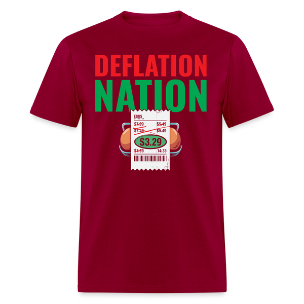 Deflation Nation T Shirt - dark red