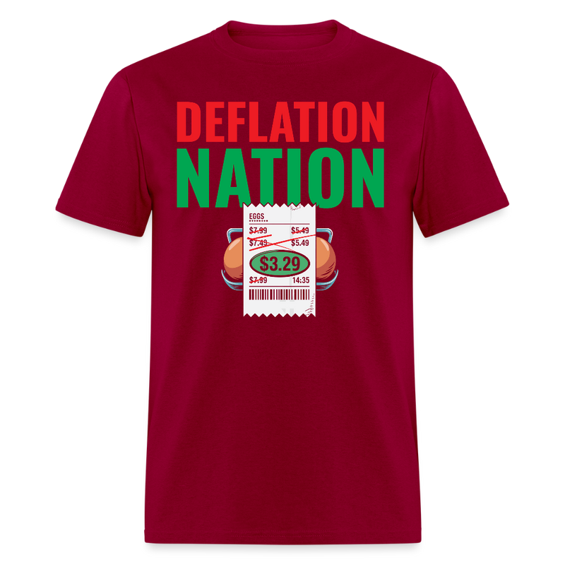 Deflation Nation T Shirt - dark red
