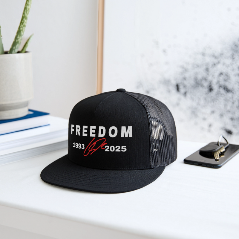 Freedom Charlie Kirk 1993-2025 Black Trucker Hat - black/black