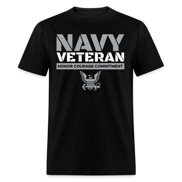 US Navy Veteran Honor Courage Commitment T Shirt - black