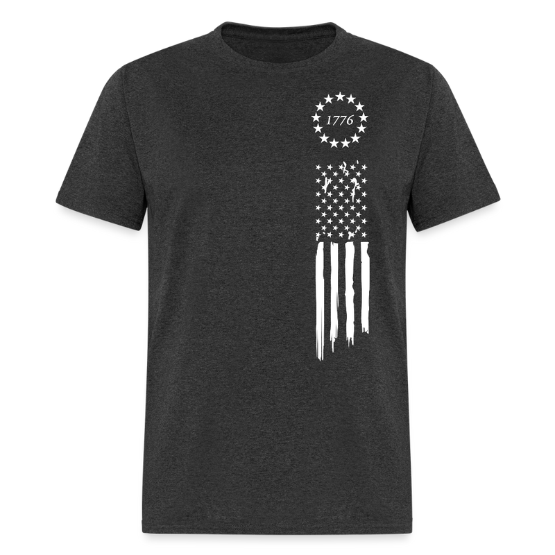 American Flag 1776 T Shirt - heather black