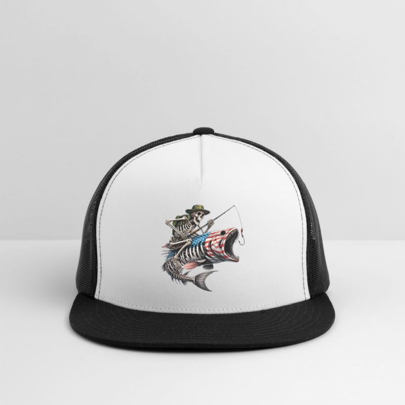 Fish Skeleton Trucker Hat - white/black