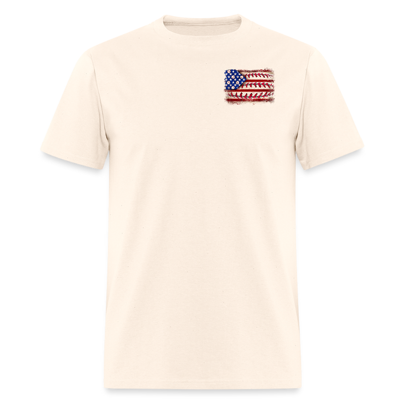 Baseball American Flag Double-Sided Print T Shirt - natural