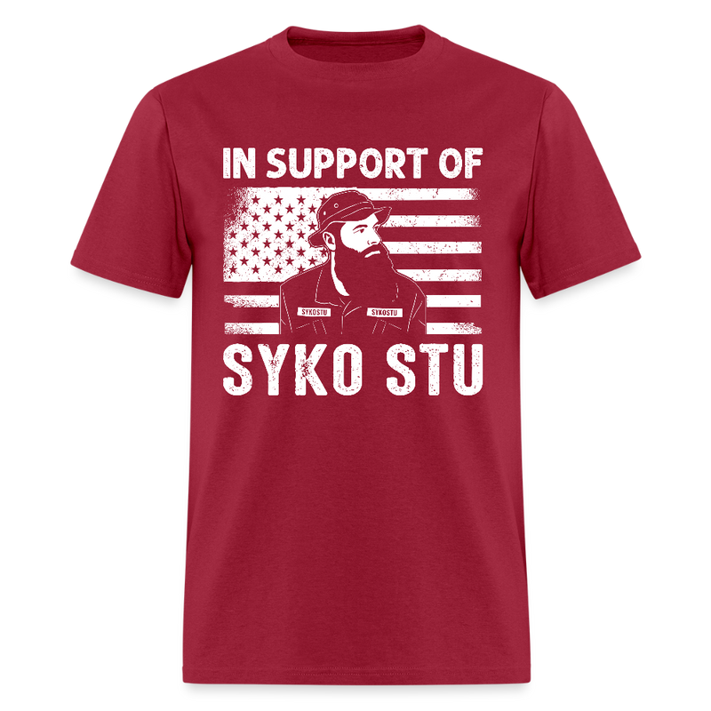 In Support Of Syko Stu T Shirt - dark red