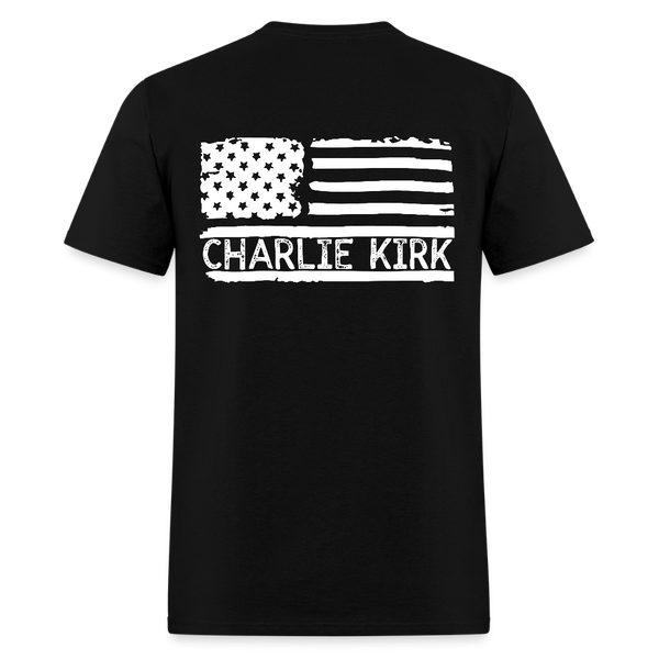 Charlie Kirk Freedom American Flag T Shirt - 2 - black