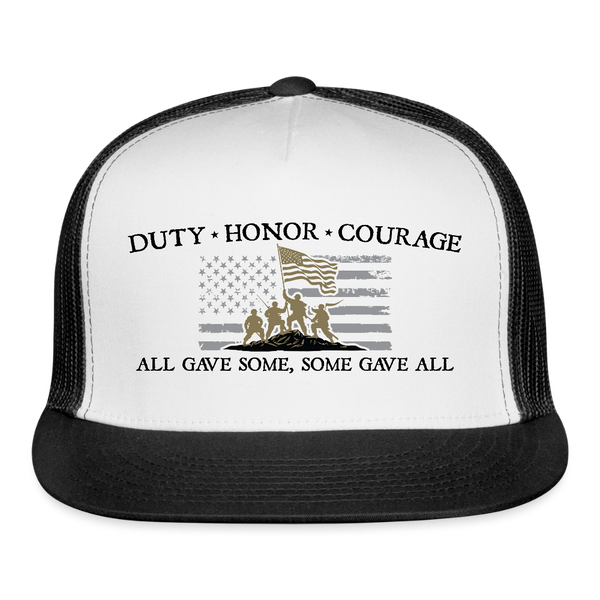 Duty Honor Courage Trucker Hat - white/black