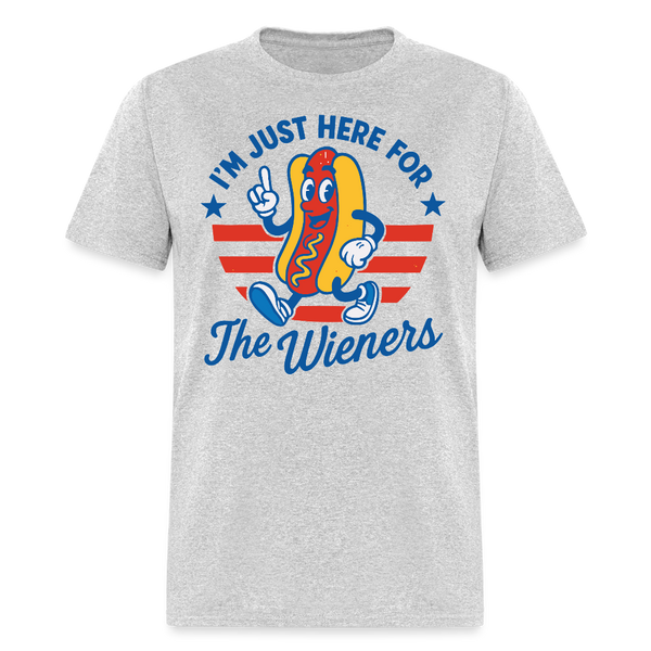 I'm Just Here For The Wieners T Shirt - heather gray