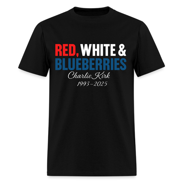Red White and Blueberries Charlie Kirk T Shirt - black