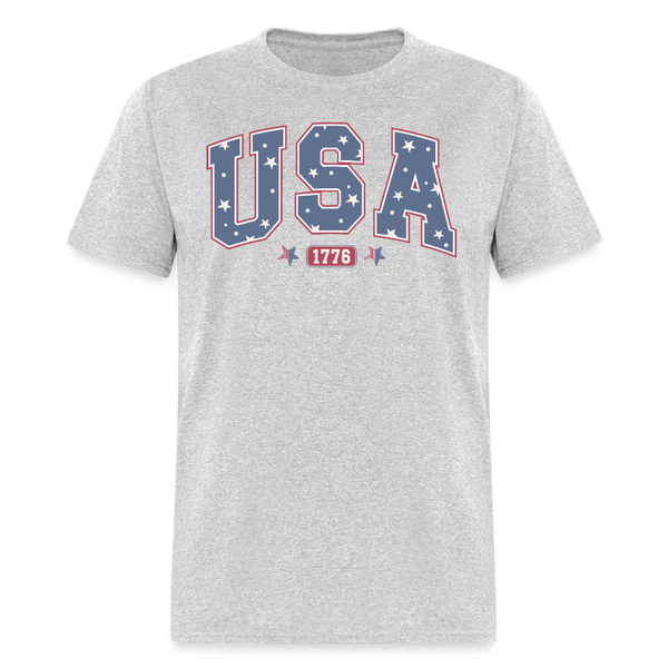 USA 1776 Retro T Shirt - heather gray