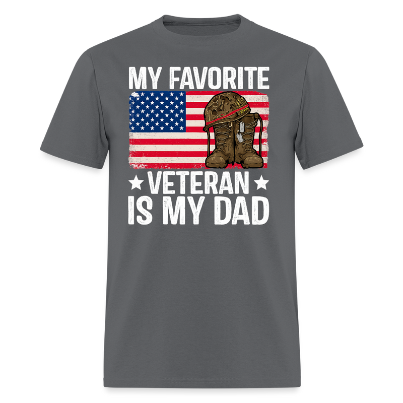My Favorite Veteran is My Dad T Shirt - charcoal