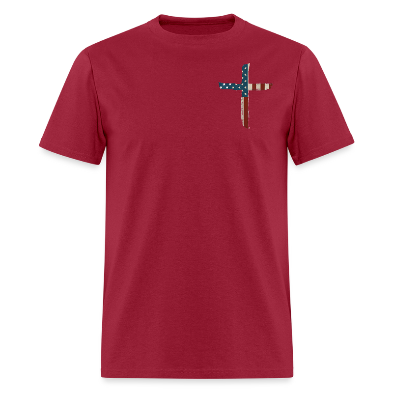 Stand For The Flag Kneel For The Cross Black T Shirt - dark red