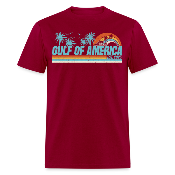Retro Gulf Of America 2025 Beach T Shirt - dark red