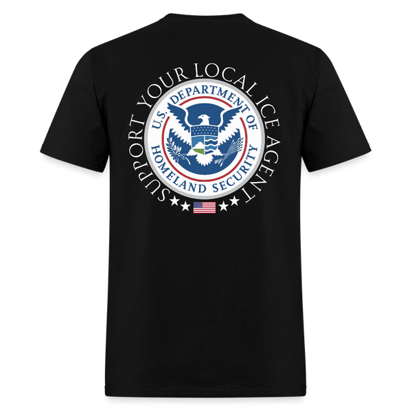 Support Your Local Ice Agent Back Print T Shirt - black