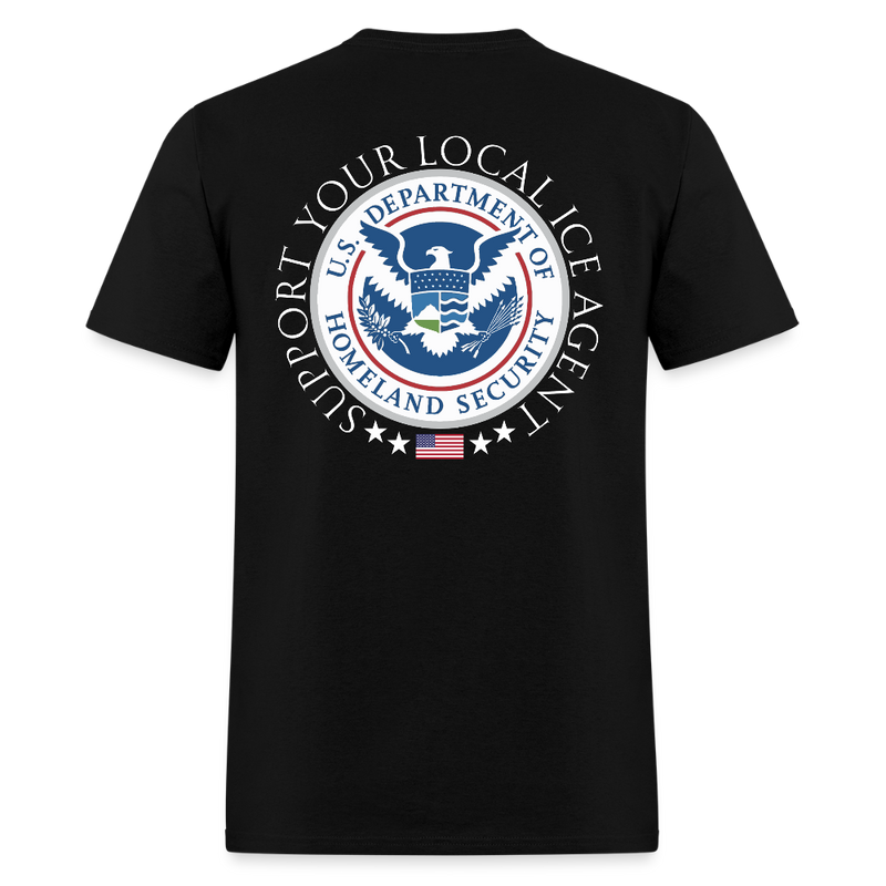 Support Your Local Ice Agent Back Print T Shirt - black