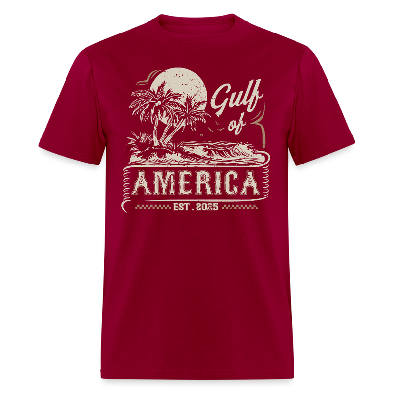 Gulf of America Est. 2025 Retro Beach T Shirt - dark red
