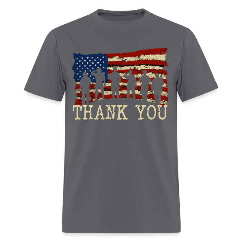 Thank You Veterans US Flag T Shirt - charcoal