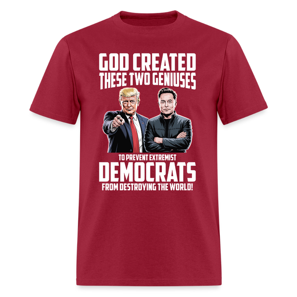 God Created These Two Geniuses T Shirt - dark red