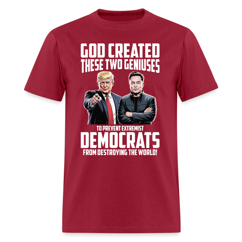 God Created These Two Geniuses T Shirt - dark red