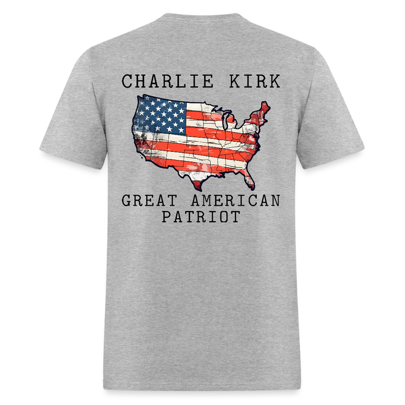 Charlie Kirk Great American Patriot T Shirt - heather gray