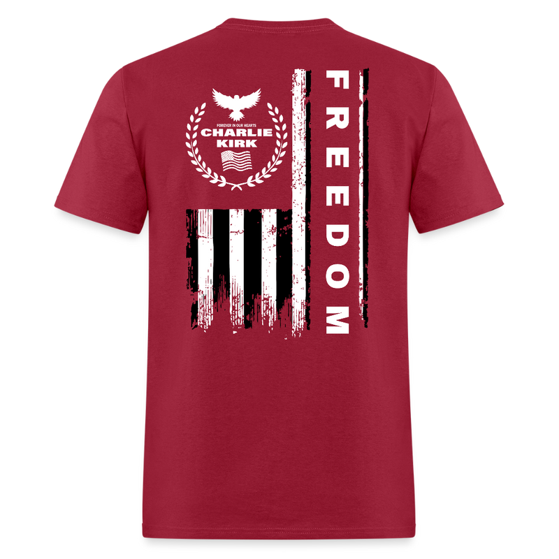 RIP Charlie Kirk Forever In Our Heart US Flag T Shirt - dark red