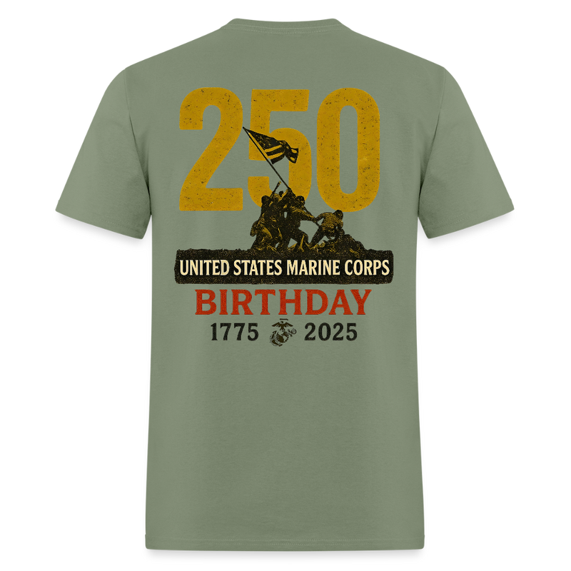 250th United States Marine Corps Birthday 1775-2025 T Shirt - military green