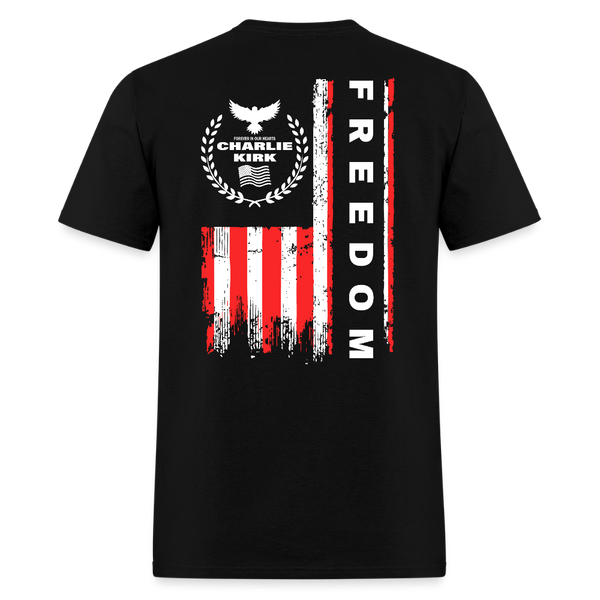 RIP Charlie Kirk Forever In Our Heart US Flag Black T Shirt - black