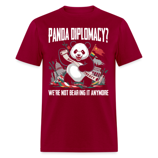 Panda Diplomacy We're Not Bear-ing It Anymore T Shirt - dark red