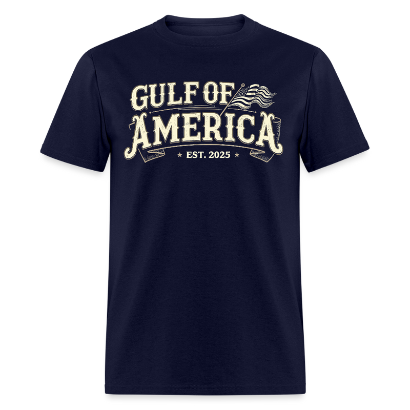 Gulf of America with American Flag Est. 2025 T Shirt - navy