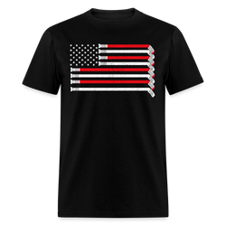 Hockey Stick USA Flag T Shirt - black