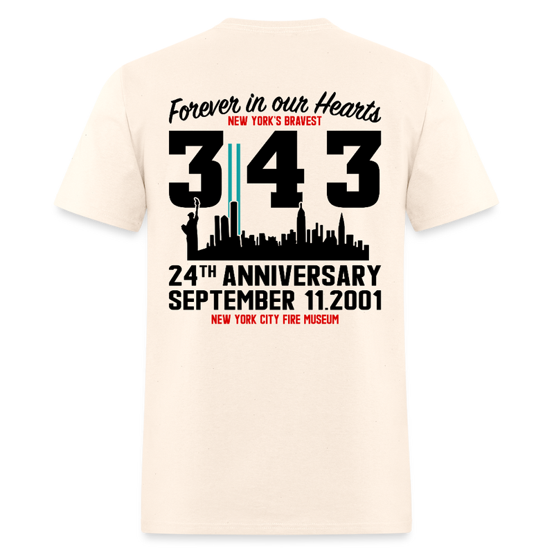 Forever In Our Hearts 343 New York's Bravest Back Print T Shirt - natural