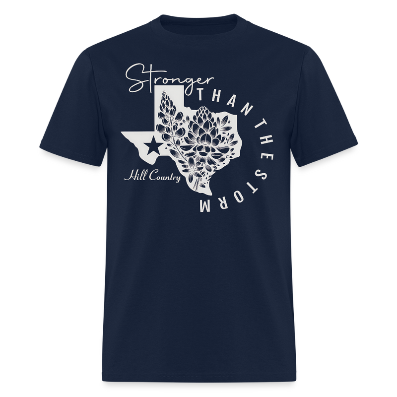 Stronger Than The Storm Hill Country T Shirt - navy