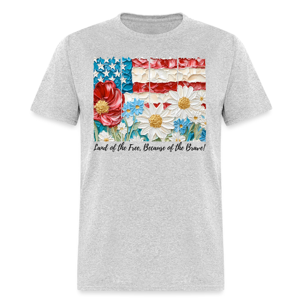 Land Of The Free Because Of The Brave Memorial T Shirt - heather gray