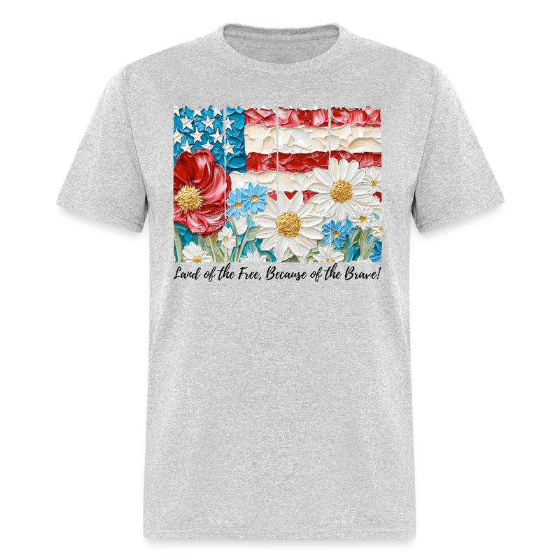 Land Of The Free Because Of The Brave Memorial T Shirt - heather gray
