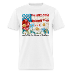 Land Of The Free Because Of The Brave Memorial T Shirt - white
