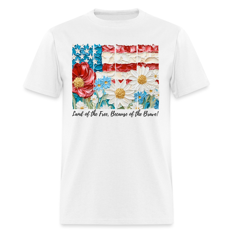 Land Of The Free Because Of The Brave Memorial T Shirt - white