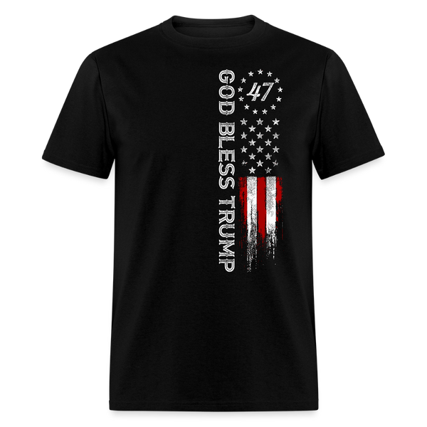 God Bless Trump 47 US Flag T Shirt - black