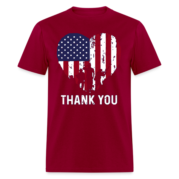Thank You Veterans Patriotic T Shirt - dark red